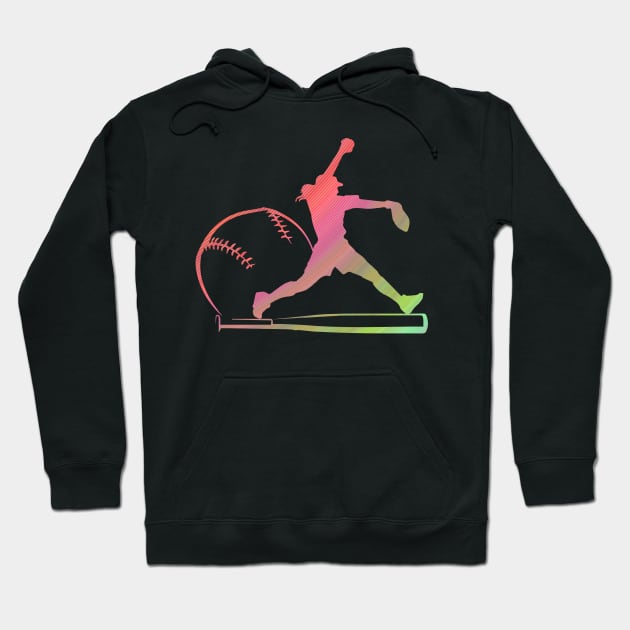 Soft Rainbow Softball Gifts For Teen Girls Pitcher Hoodie by sumikoric